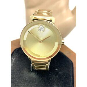 Movado Women's Watch 3601106 Bold Swiss Quartz Gold Dial Stainless Steel 34mm